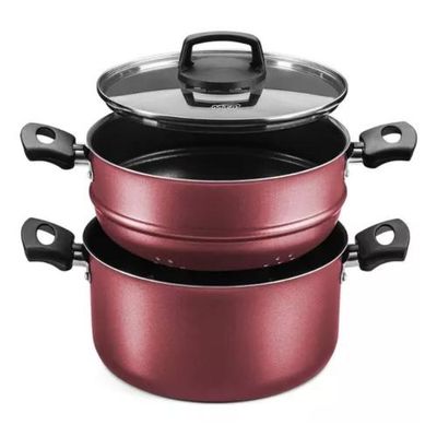 Panela A Vapor Cozivapor 3 Em 1 Antiaderente 3,2 L Cereja Mta