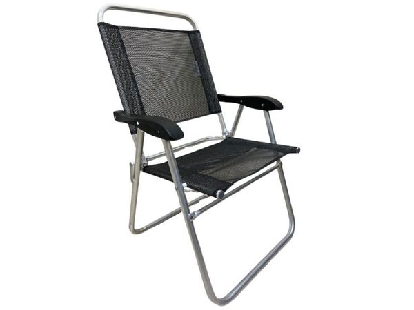 Cadeira De Praia Alta Sanete Encosto Alto Aluminio Ronchetti Cor Preto