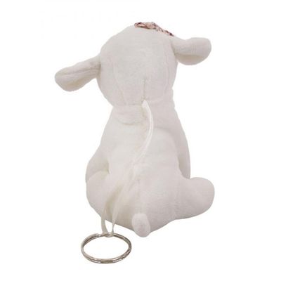 Chaveiro Cachorro Pelúcia Branco Com Laço 11cm