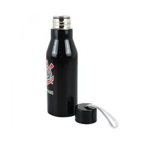 Garrafa Inox Corinthians Preta Com Tampa 600ml Oficial