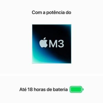 MacBook Air Apple 13", M3, CPU de 8 Núcleos, GPU de 10 Núcleos, 8GB RAM, SSD 512GB, Prateado