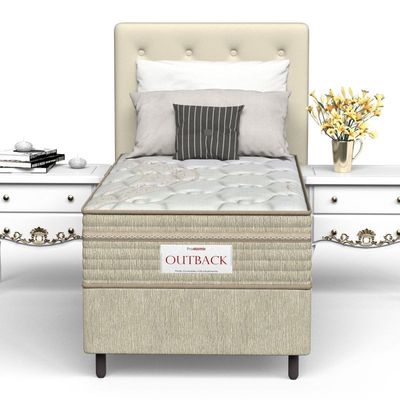 Conjunto Box Solteiro Mola Ensacada Prodormir Outback New Bege