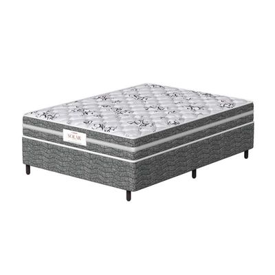 Conjunto Box Viúva Mola Ensacada Prodormir Solar Bambu Cinza