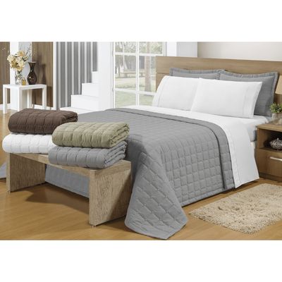Cobre Leito Casal Soft Cinza Valle Enxovais 2 peças