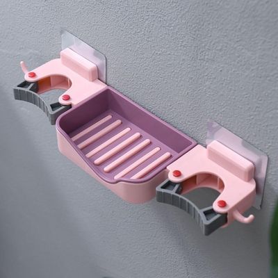 uporte Multifuncional para Vassoura e Rodo com Ganchos Cor:Rosa