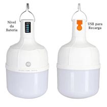 Lâmpada De Led Bulbo Recarregavel Portatil Camping Pesca 38w