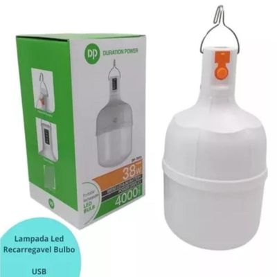 Lâmpada De Led Bulbo Recarregavel Portatil Camping Pesca 38w