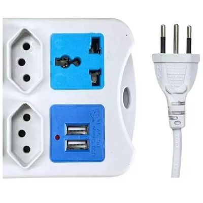 Régua Extensão Elétrica 9 Tomadas Com 2 Usb e Cabo 2 Metros