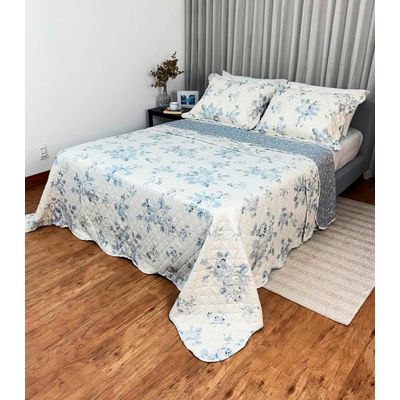 Cobreleito Solteiro Estampado Dupla Face Lepper Branco UN / Branco