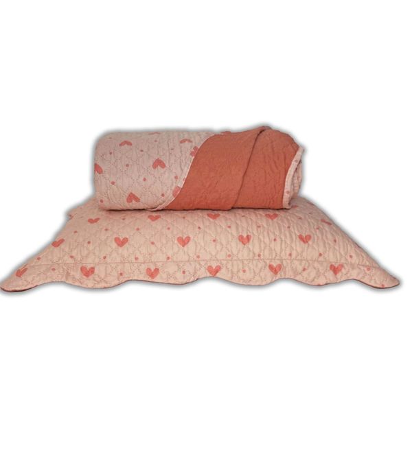 Cobreleito Casal Corações Dupla Face Lepper Rosa UN / Rosa