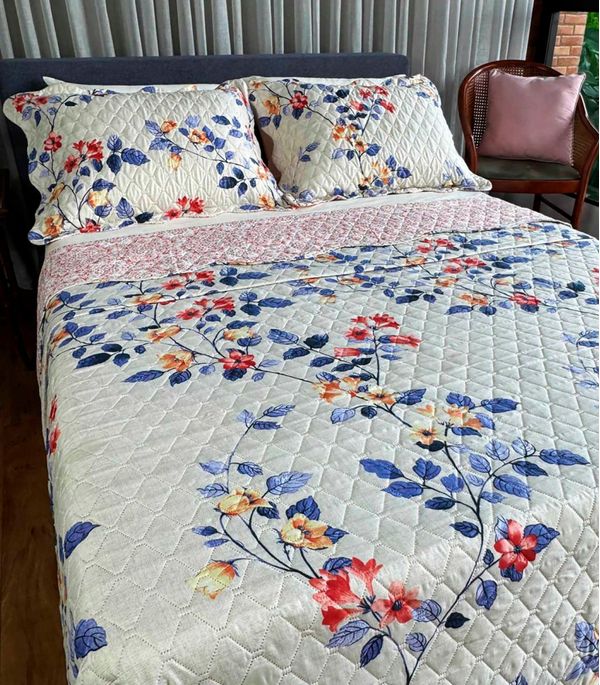 Cobreleito Casal Estampado Dupla Face Lepper Azul UN / Azul