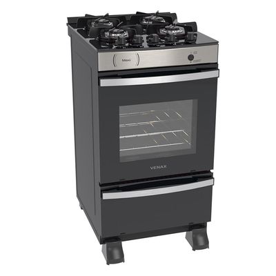FOGAO A GAS MAXI VITREO 4 Q INOX GAS GLP