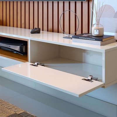 Painel Para Tv Home Suspenso Ripado Loft 1.8 Nature Off White - Imcal