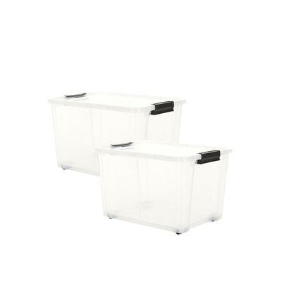 Kit 2 Organizadores Life Box 40 Lt - Trânslúcida Branca