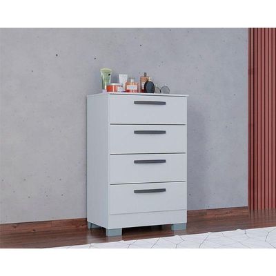 Cômoda 867 4 Gavetas Branco Brilho - Poquema