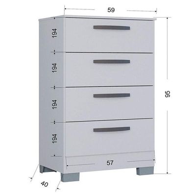Cômoda 867 4 Gavetas Branco Brilho - Poquema