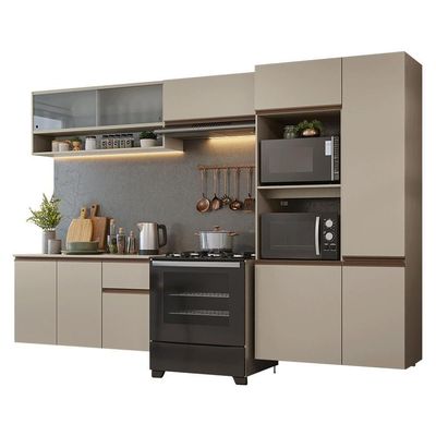 Armário De Cozinha Completa 300 Cm Suspenso Nice Madesa 06 Crema