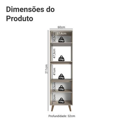 Torre Quente 60 Cm 2 Portas 2 Nichos Com Pés Nice Madesa Crema