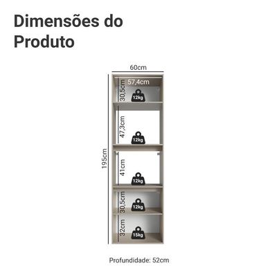 Torre Quente 60 Cm 2 Portas 2 Nichos Suspenso Nice Madesa Crema