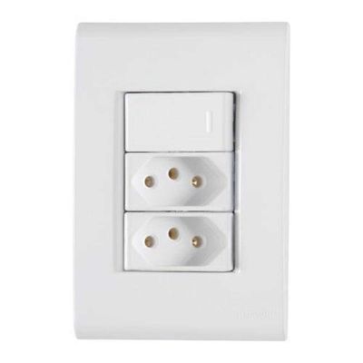 Conjunto Interruptor Simples + 2 Tomadas 20a - Linha Liz - Tramontina