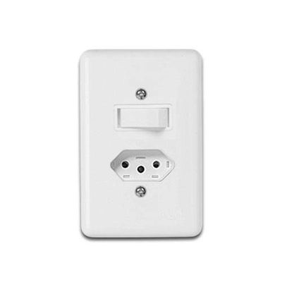 Conjunto Interruptor Simples + Tomada 10a - Linha Stylus - Ilumi