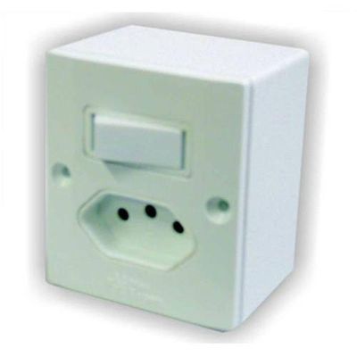 Interruptor Simples + Tomada 10a Sistema X - Mectronic - Conjunto 8984