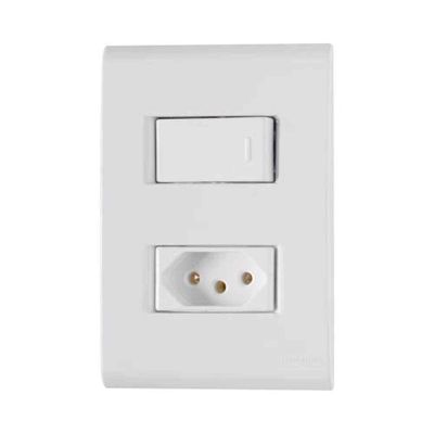 Interruptor Simples + Tomada 20a Linha Liz Tramontina - Branco - Modular - Parafusos Inclusos