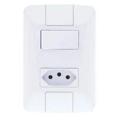 Conjunto Interruptor Simples + Tomada 10a Linha Aria Tramontina Branco Modular Fixação Facilitada