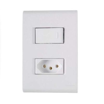 Interruptor Simples + Tomada 10a Linha Liz Tramontina - Branco - Modular - Parafusos Inclusos