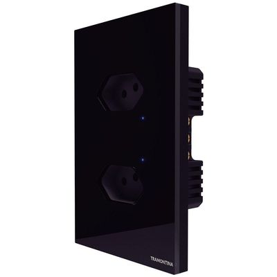 Tomada Touch Onne Smart Tramontina Preto Com 2 Tomadas 2p+t 10 A 250 V Tramontina
