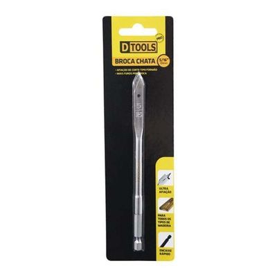 Broca Chata Pro 8mm (5/16'') Cromo Vanádio - Dupla Afiação - Dtools