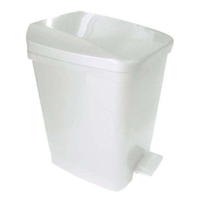 Lixeira Plástica Quadrada 9 Litros Com Pedal Branco - Altura 28cm - Metasul