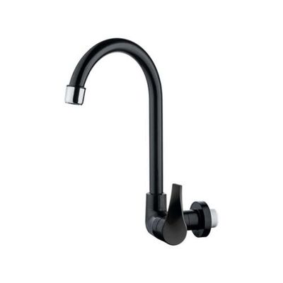 Torneira Parede Bica Móvel Preta Twist - Abs Cerâmica Cromado