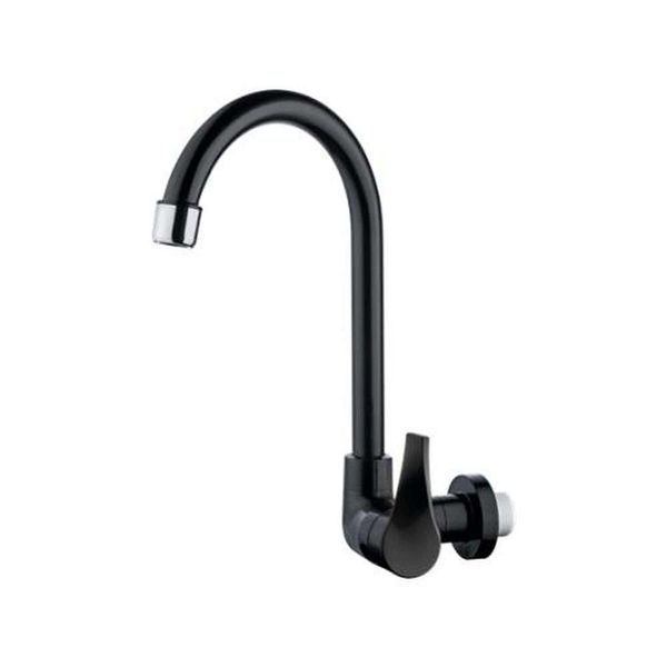 Torneira Parede Bica Móvel Preta Twist - Abs Cerâmica Cromado