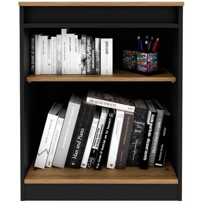 Balcão Para Escritório 2 Portas Com Chave Pequeno Amêndoa/preto