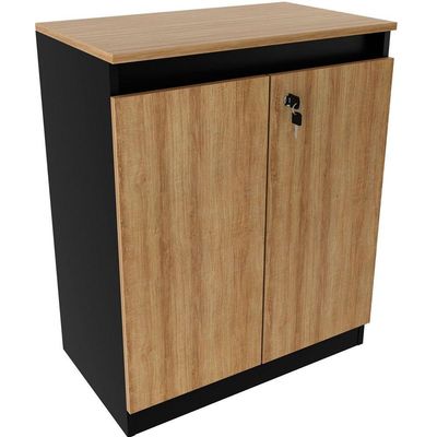 Balcão Para Escritório 2 Portas Com Chave Pequeno Amêndoa/preto