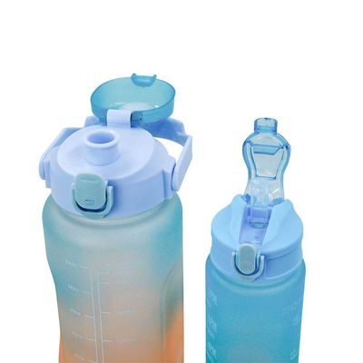 Garrafa Galão De Agua 2l E 900ml Degrade Com Figurinhas Adesivos 3d Tampa: Azul