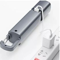 Mini Lanterna Led Recarregável Usb Longo Alcance Com Gancho Resistente À Água Cinza