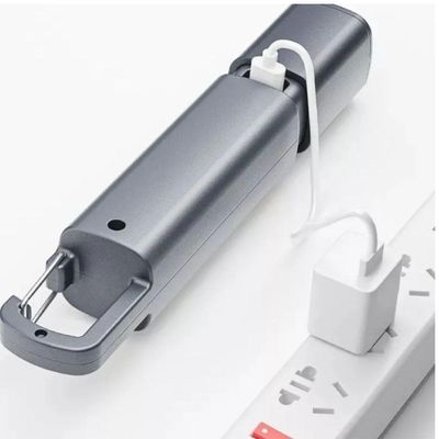 Mini Lanterna Led Recarregável Usb Longo Alcance Com Gancho Resistente À Água Cinza