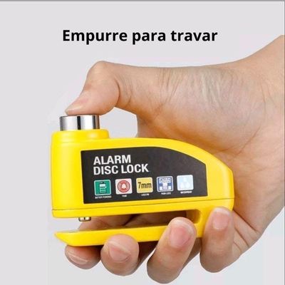 Trava Antifurto Cadeado P- Moto Com Alarme Sonoro Freio Disco