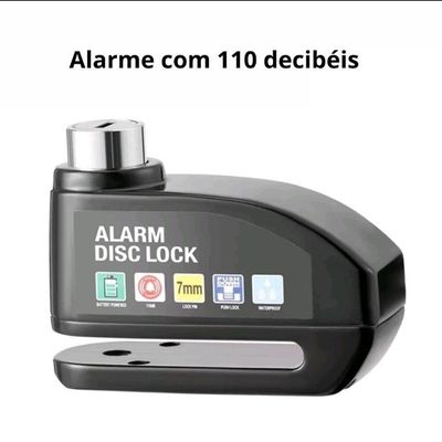 Trava Antifurto Cadeado P- Moto Com Alarme Sonoro Freio Disco