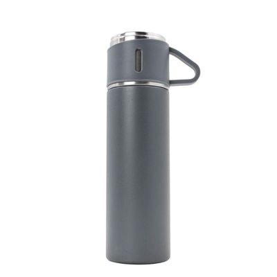Garrafa Termica Parede Dupla 3 Copo Aço Inox Squeeze 500ml Cinza