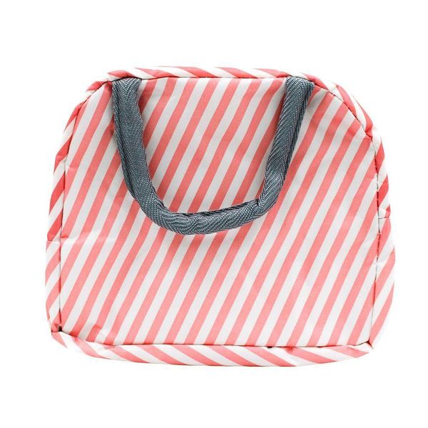 Bolsa Marmita Lancheira Termica Estampada Trabalho Faculdade Estampa: Listrado Rosa