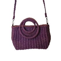 Bolsa Artesanal Praia Forrada Meia Lua Retangular Verão Roxo
