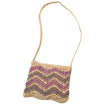Bolsa Artesanal Lateral Listrada Transversal Casual Praia Lilás