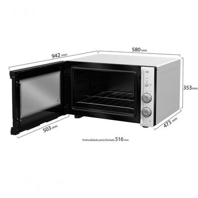 Forno De Bancada Mueller Com Grill Branco 50L MFB50F 110V