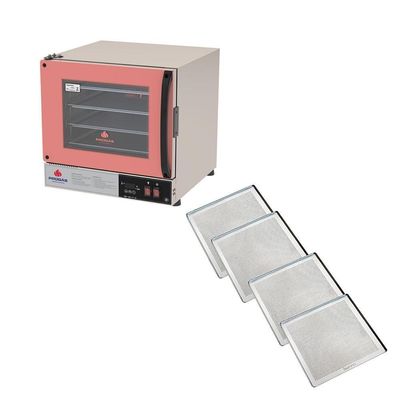 Kit Progás Forno Turbo Elétrico Prp-004 Plus 110V Rosa + 4 Assadeiras