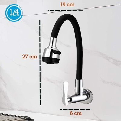 Torneira De Cozinha Flexível Parede Gourmet Preta