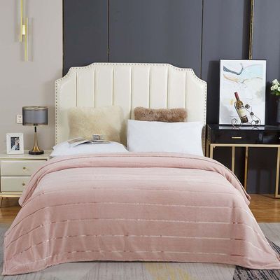 Cobertor Manta Fluffy Casal Queen 2,40m X 2,20m Listras Super Macio - Rosa