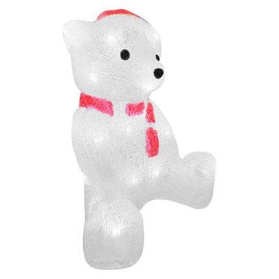 Enfeite Iluminado Natal Urso Polar Natalino Led Acrílico 28cm 220v